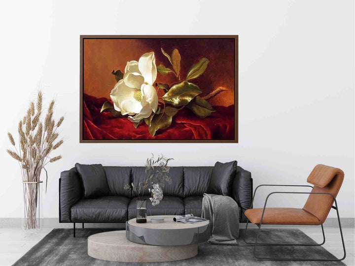 A Magnolia On Red Velvet Painting