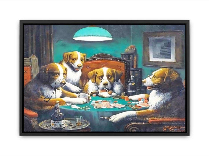 Dogs Playing Poker Painting Canvas Print