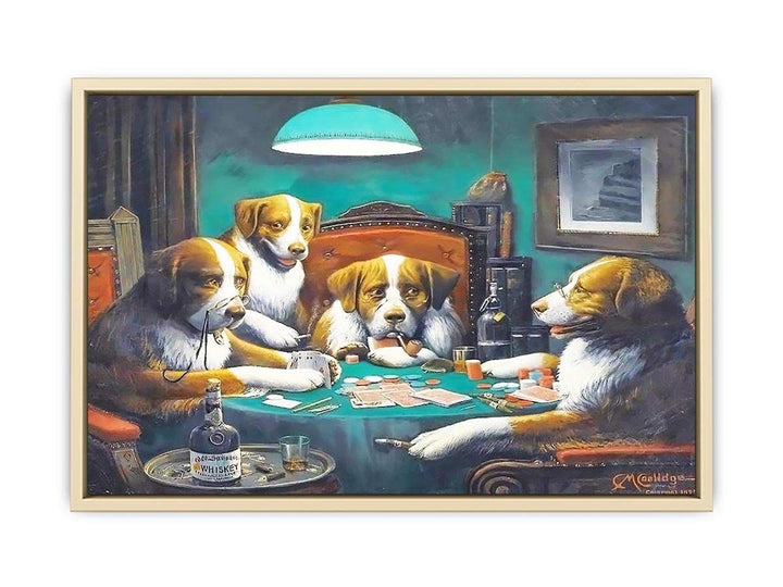 Dogs Playing Poker Painting  Art Print