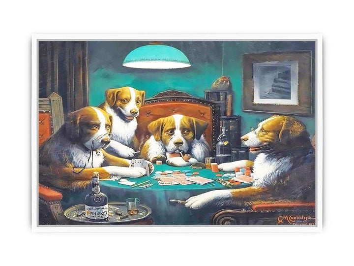 Dogs Playing Poker Painting Framed Print