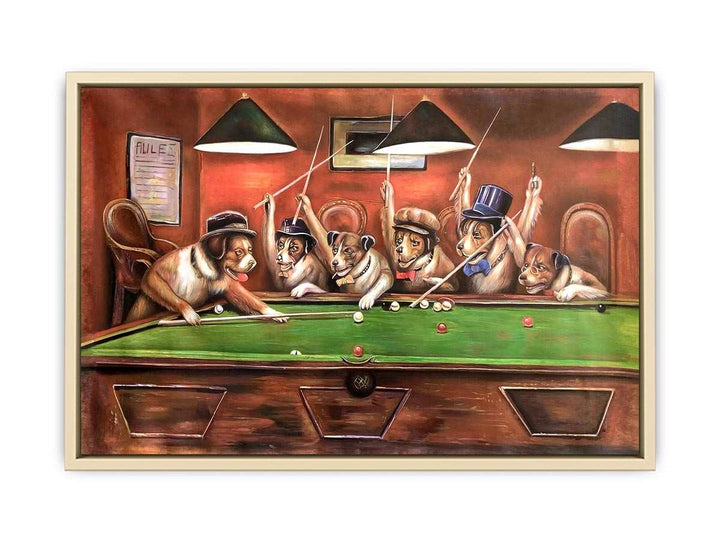 Dogs Playing Pool  Art Print