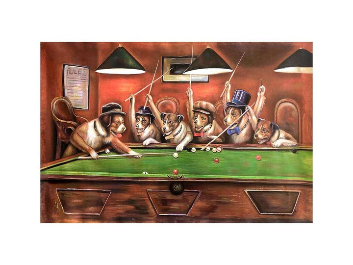 Dogs Playing Pool
