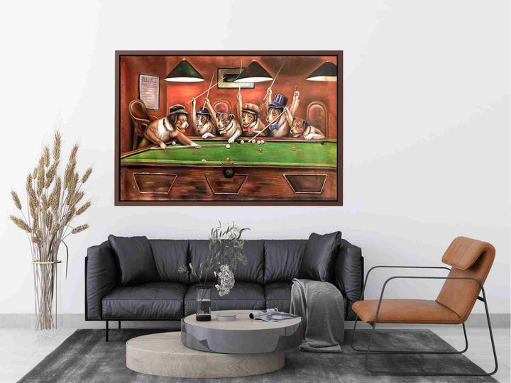 Dogs Playing Pool Painting