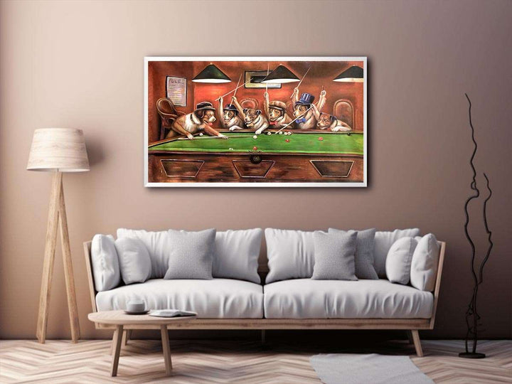 Dogs Playing Pool  Painting