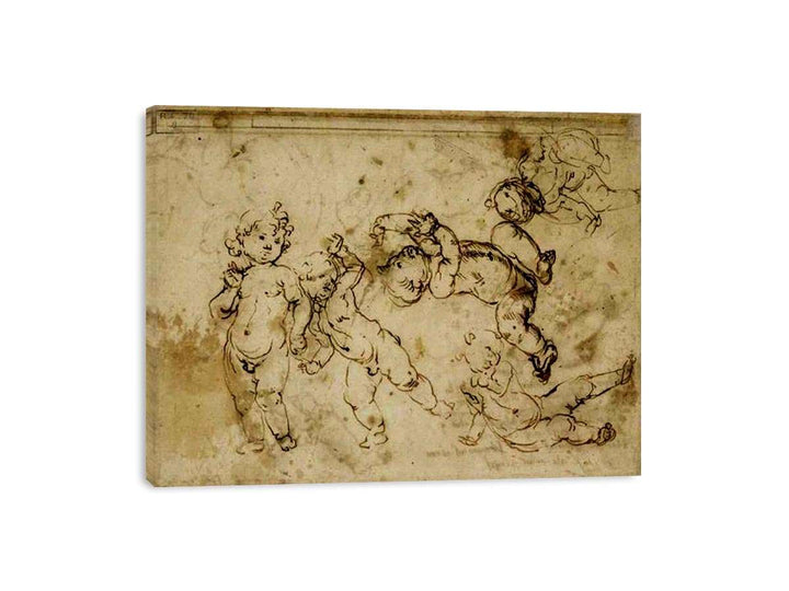 five naked children  Painting