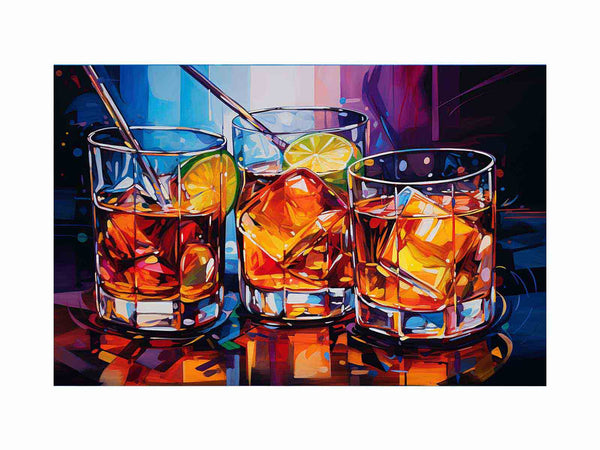 Glass Drink Modern Art Painting 