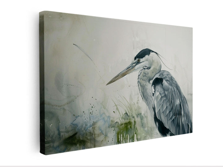 Heron Watercolor Painting  canvas Print