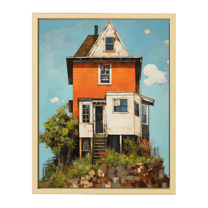 vinatge House On Top  Art framed Print