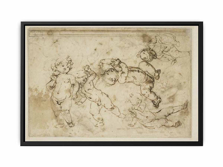 five naked children  Painting