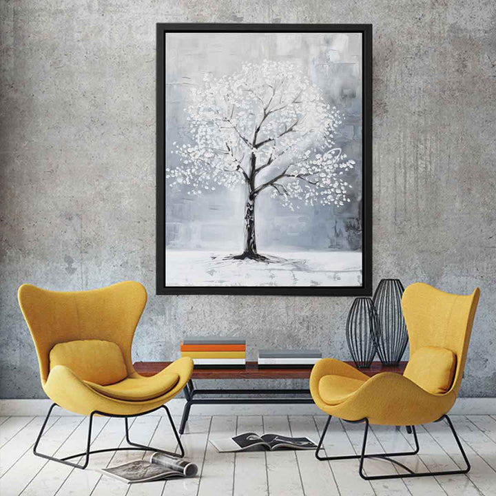White Tree Painting Canvas Print