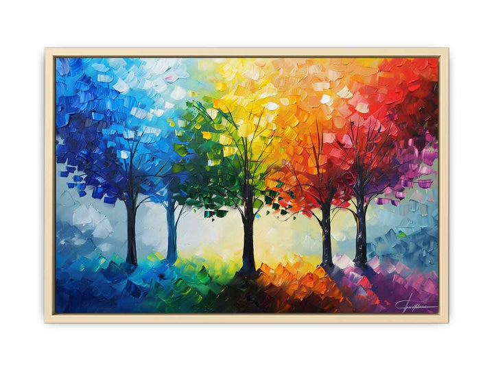 Colorfull Trees Painting framed Print