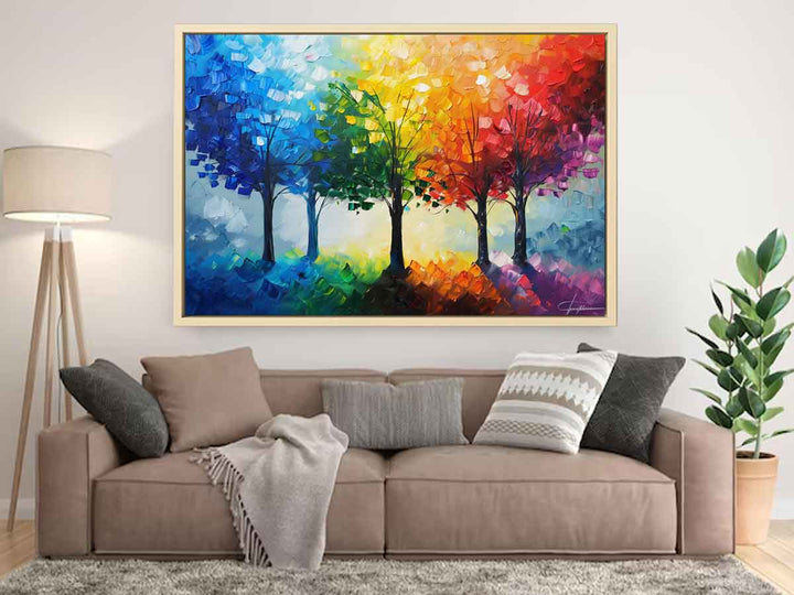 Colorfull Trees Painting Art Print