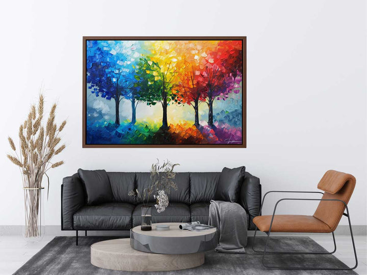 Colorfull Trees Painting Canvas Print