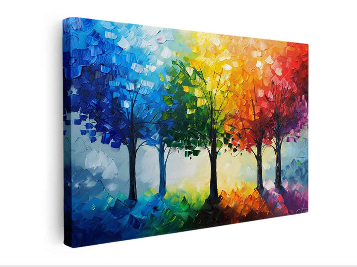 Colorfull Trees Painting Canvas Print