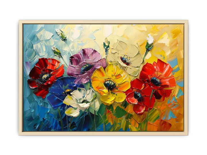 Beautiful Palette Knife Flower Painting framed Print