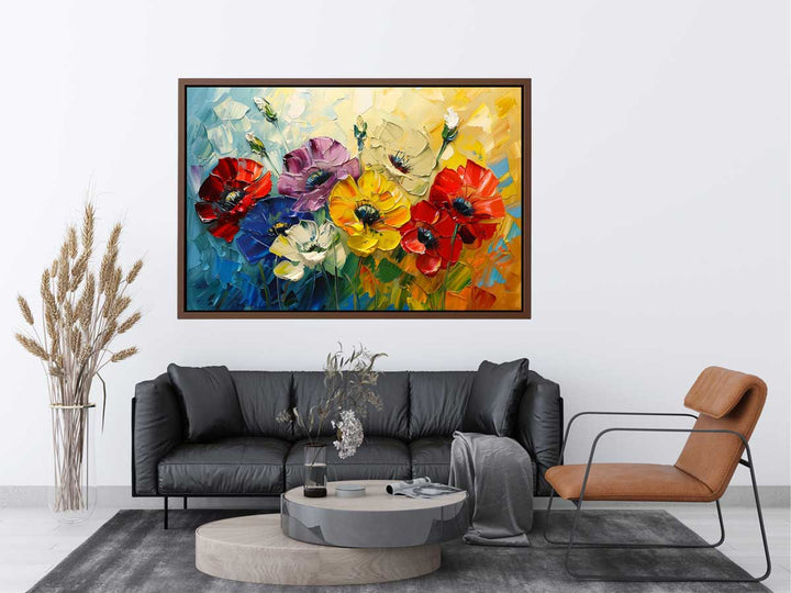 Beautiful Palette Knife Flower Painting canvas Print