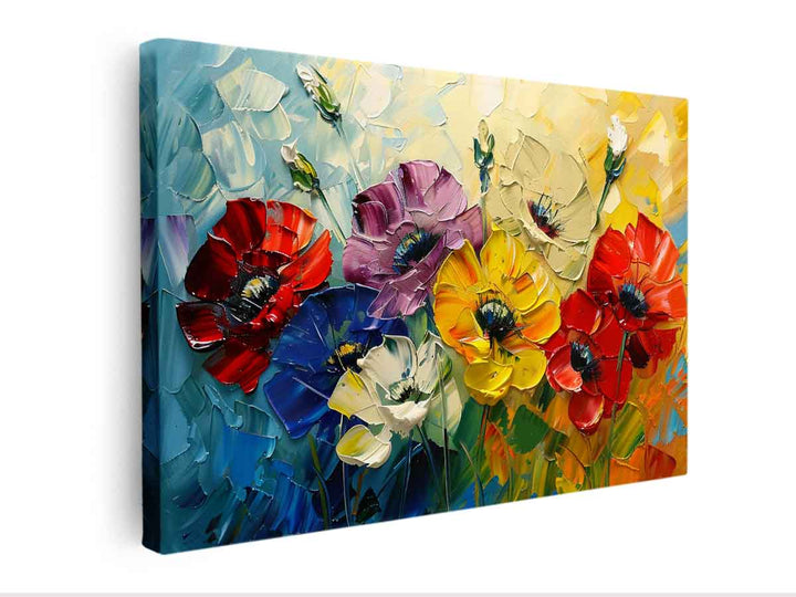 Beautiful Palette Knife Flower Painting canvas Print