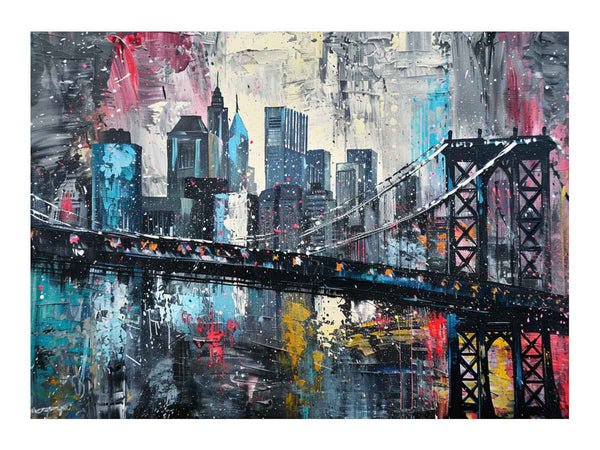 New York City Bridge Painting Art Print
