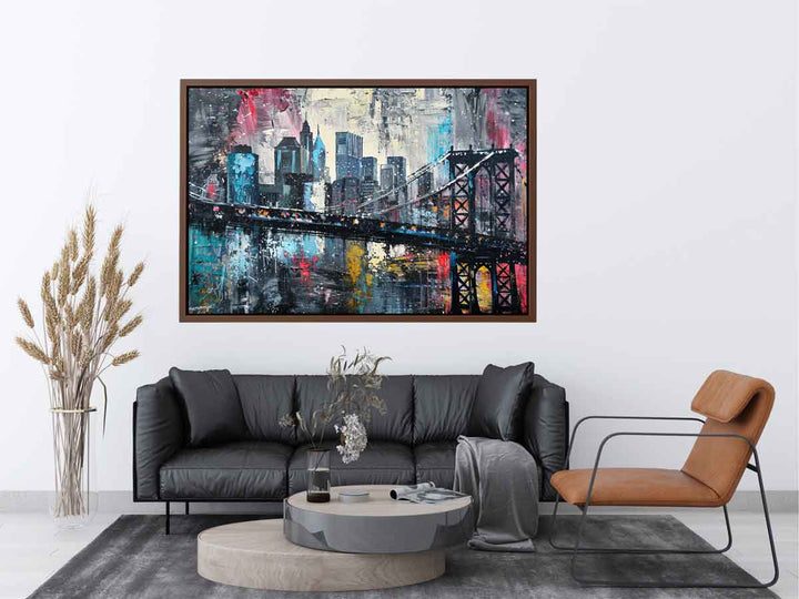 New York City Bridge Painting canvas Print