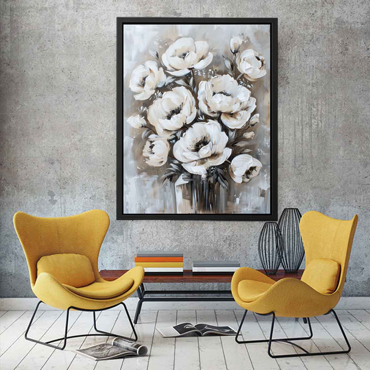  White Floral Painting canvas Print