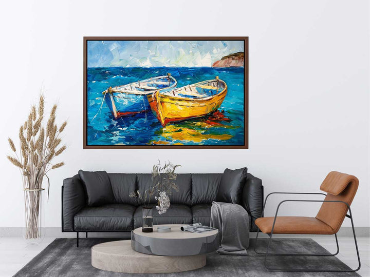 Boats Painting canvas Print