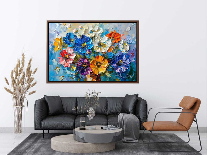 3D Floral knife Painting canvas Print