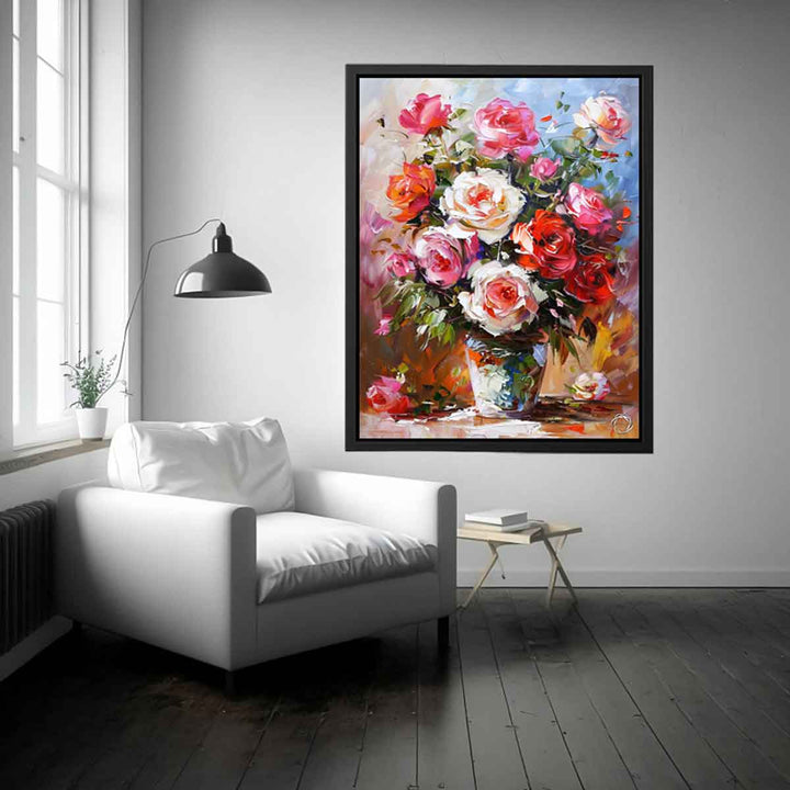 Flower in a Vase Canvas Painting Art Print