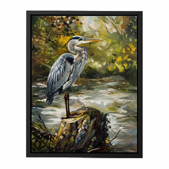 Grey Heron Bird Painting
