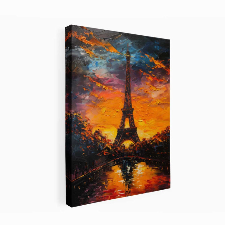 Eiffel Tower Sunset Painting canvas Print