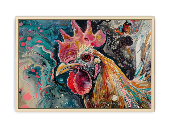 Chicken Original Art Painting framed Print