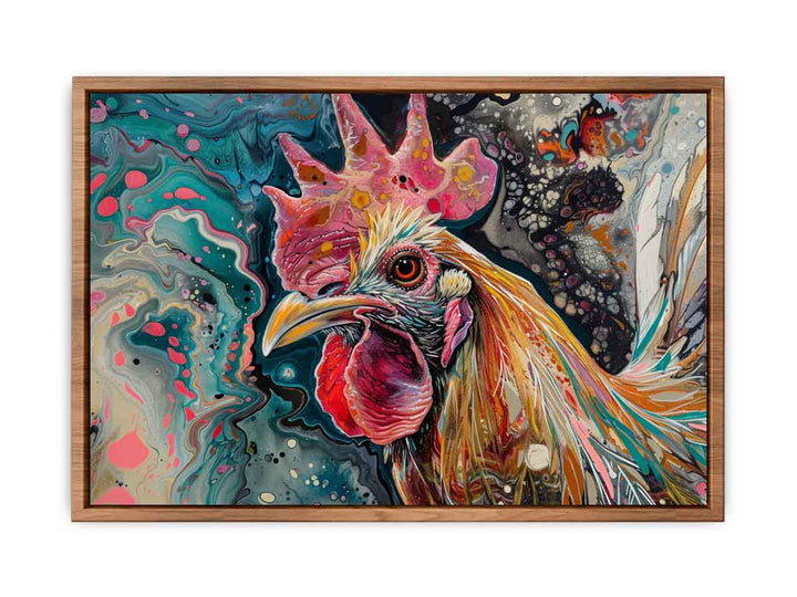 Chicken Original Art Painting framed Print