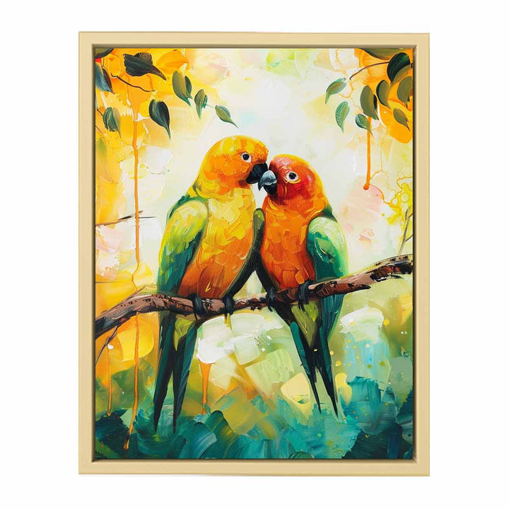 Love Birds Parrot  Painting framed Print