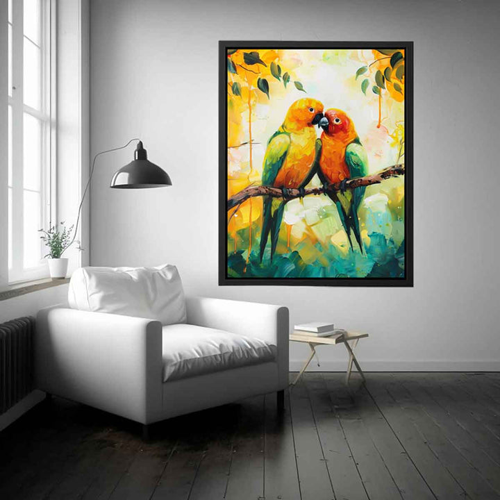 Love Birds Parrot  Painting Art Print