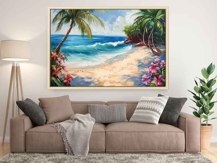 Tropical Beach Painting canvas Print