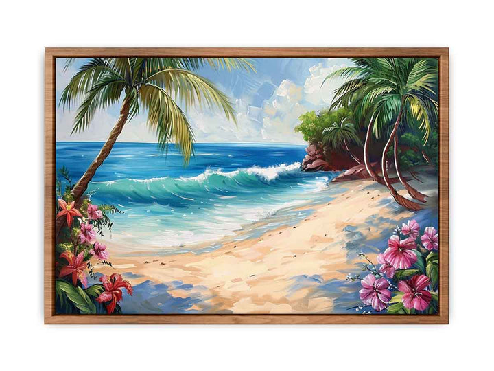 Tropical Beach Painting framed Print