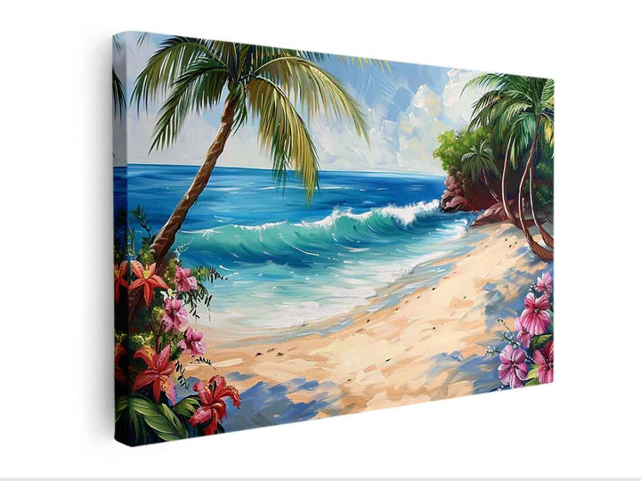 Tropical Beach Painting canvas Print