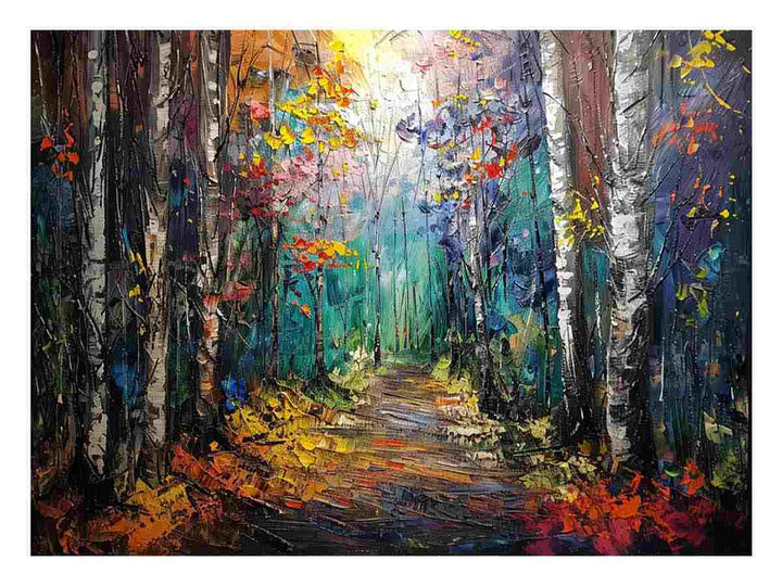 Knife Forest Birch Art Painting