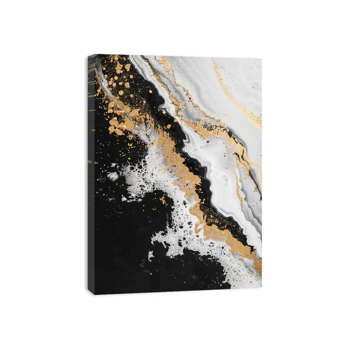 Black Gold Waves Painting  