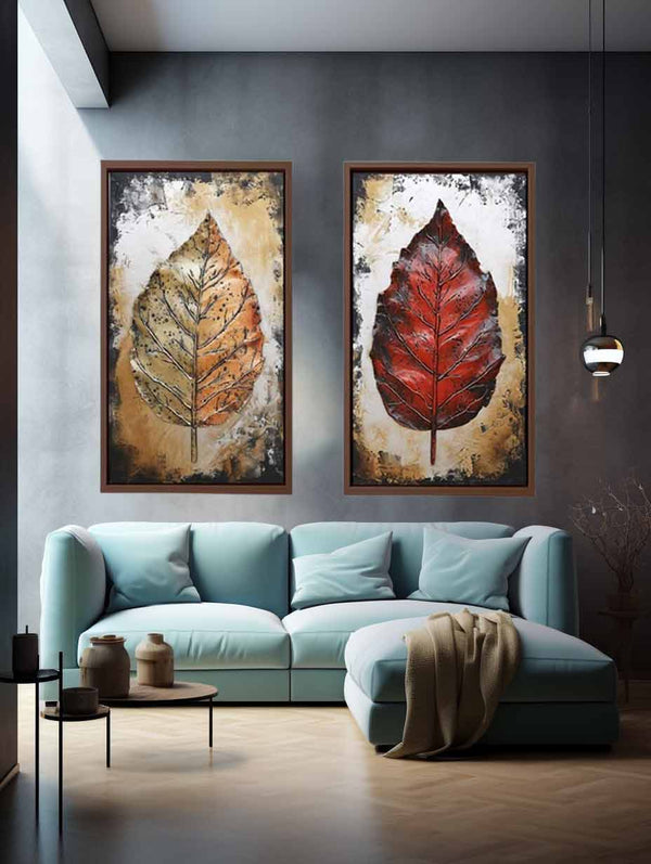 2 Piece Leaf art Painting Set