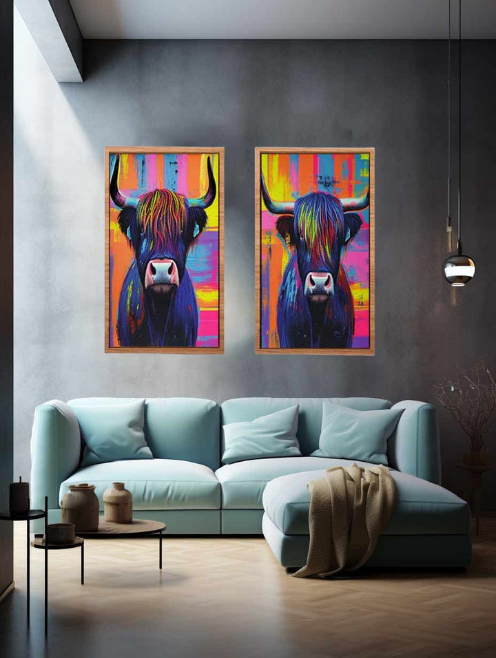 Highland cow Wall Art Set