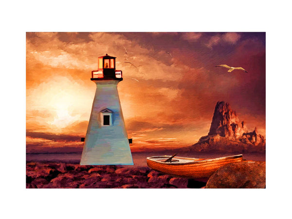 Vinatge Lighthouse Painting