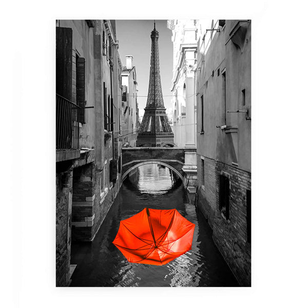 Red umbrella Eiffel tower View  Painting