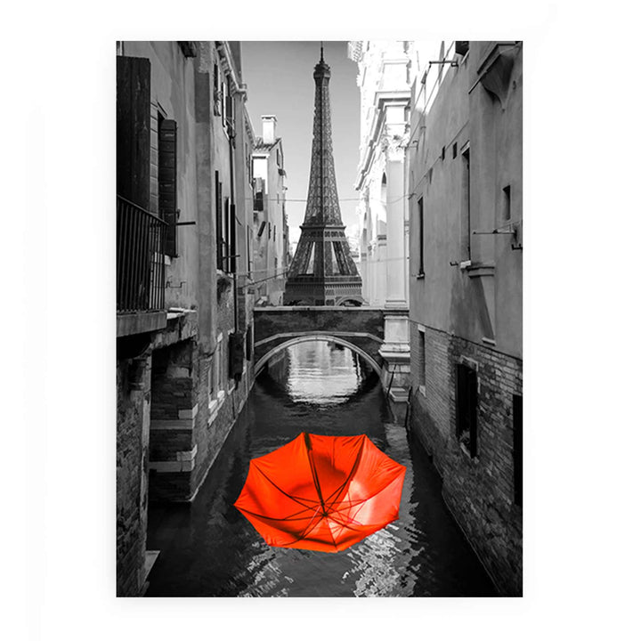 Red umbrella Eiffel tower View  Painting