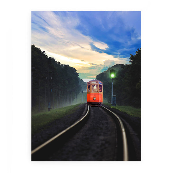 Vinatge train In forest  Painting