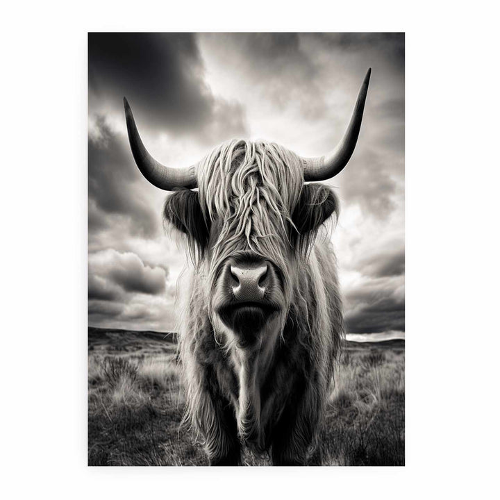 Highland  Cow Painting BW