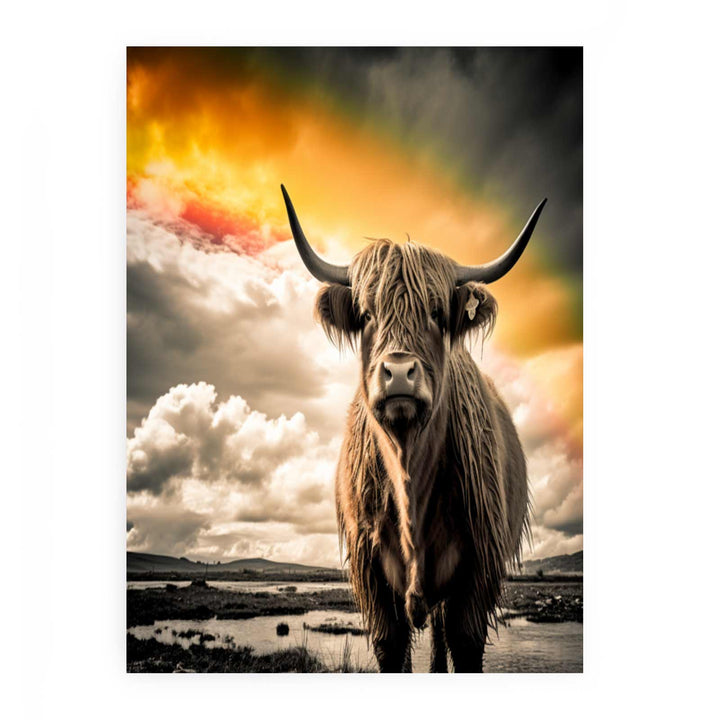 Highland Cow Painting  Black& white  