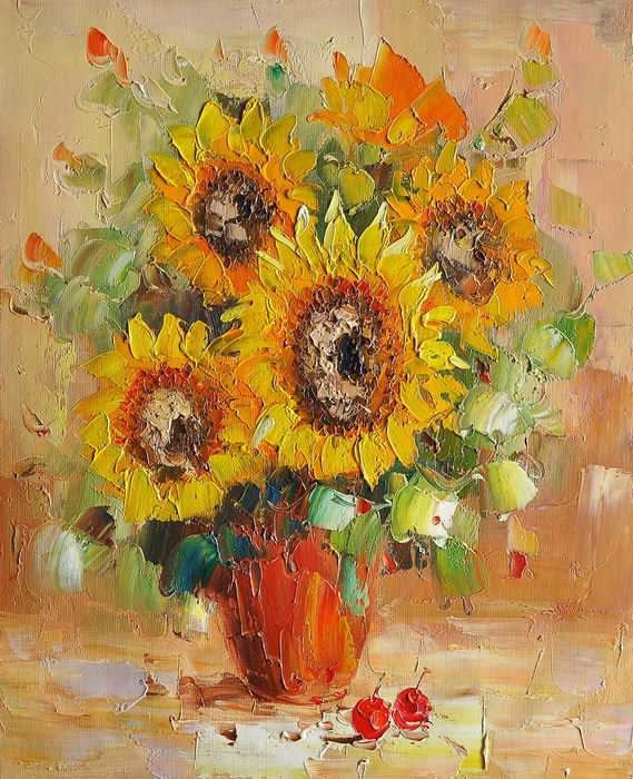 Vase Sunflower Knife Art Painting 
