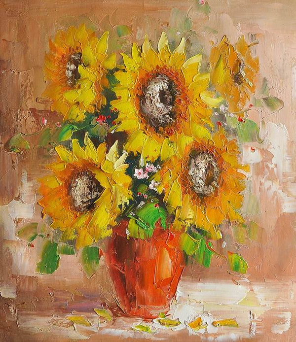 Sunflower Knife Yellow Brown Art Painting 
