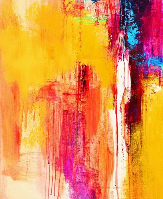 Yellow Red Abstract Knife Art Painting 