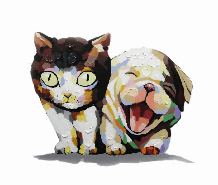 Cat Dog Modern Art Painting 